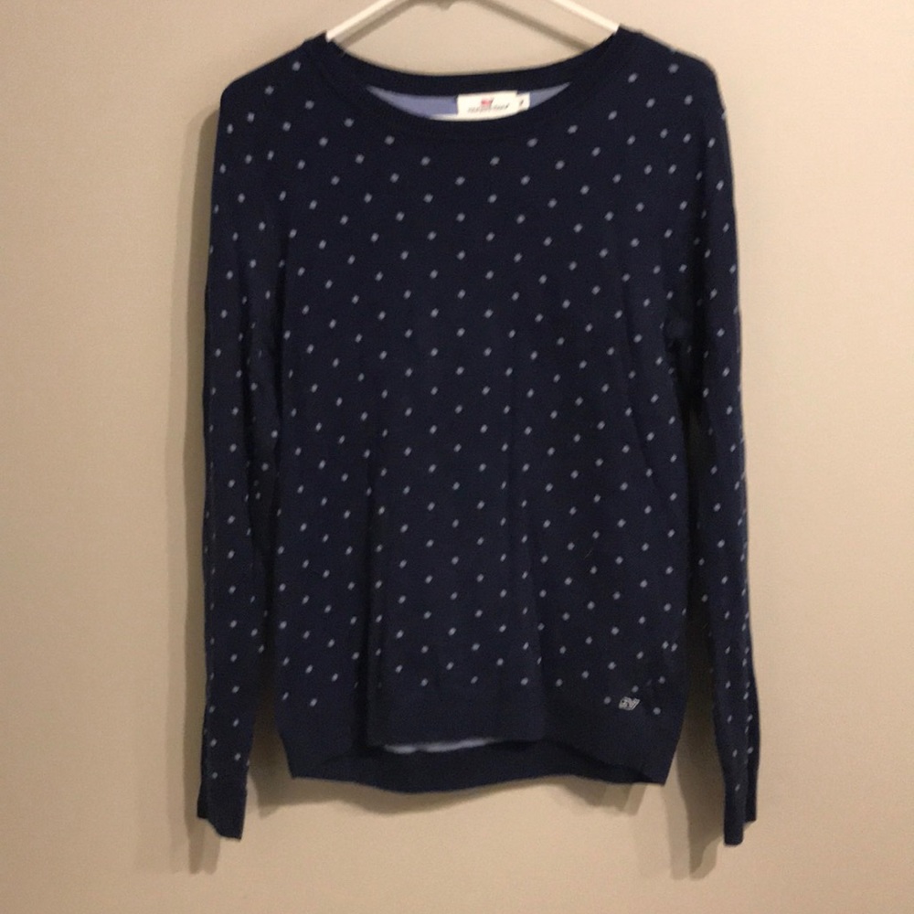 Like new Vineyard Vines navy polka dot sweater